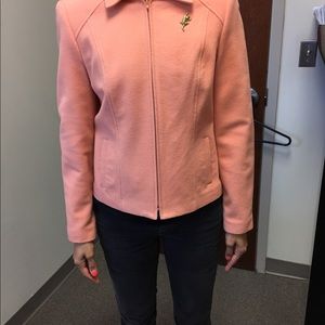 Peach color blazer with kitten pins